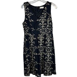 Altar’d State Black Gold Floral Embroidered Sleeveless Midi Dress Women’s Size L
